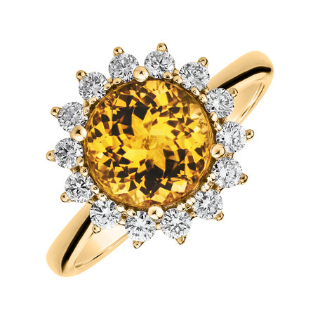 Diamond ring with Citrine Stellar Sun