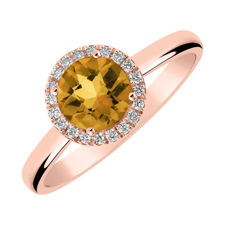 Diamond ring with Citrine Bonbon