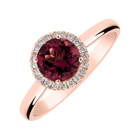 Diamond ring with Rhodolite Bonbon