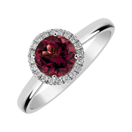 Diamond ring with Rhodolite Bonbon