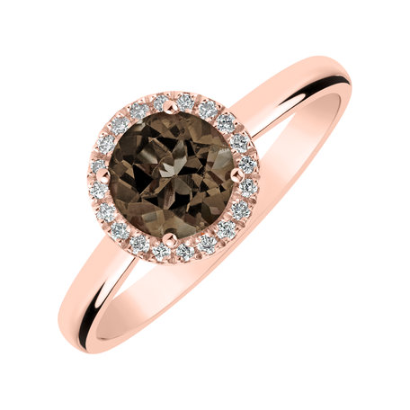 Diamond ring with Smoky Quartz Bonbon