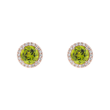 Diamond earrings with Peridot Eternal Sunshine