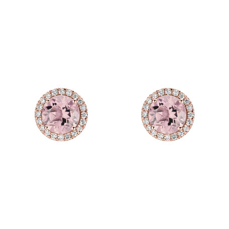 Diamond earrings with Rose Quartz Eternal Sunshine