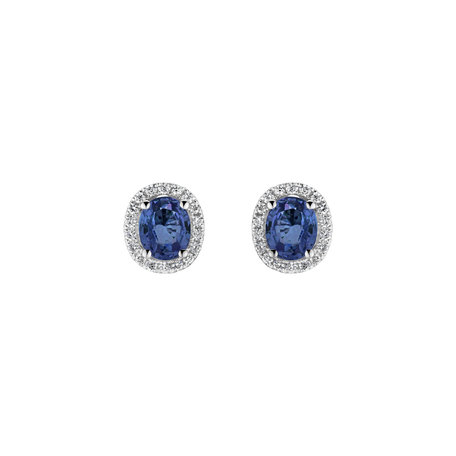 Diamond earrings with Sapphire Imperial Sapphire