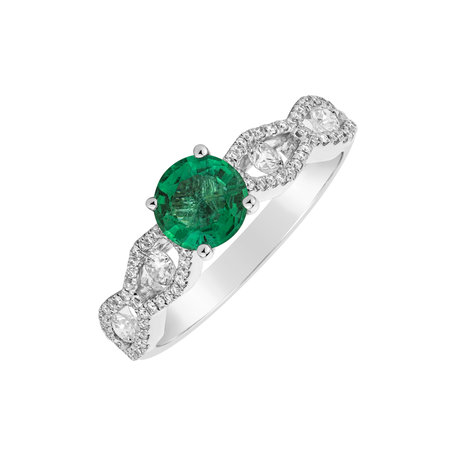 Diamond ring with Emerald Playful Wonder