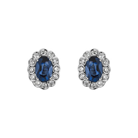 Diamond earrings with Sapphire Glamour Princess