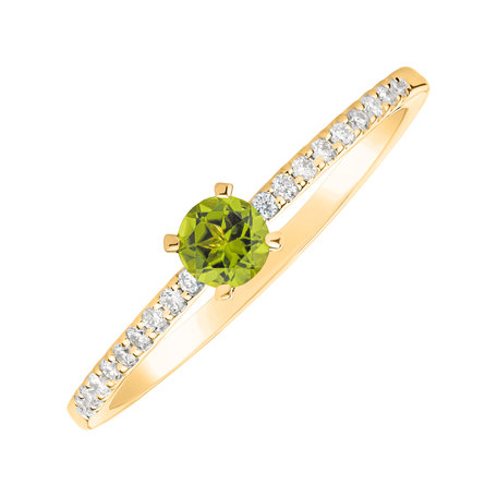 Diamond ring with Peridot Gem Simplicity