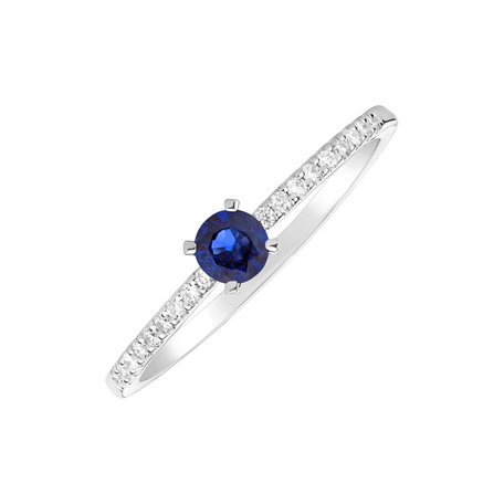 Diamond ring with Sapphire Gem Simplicity