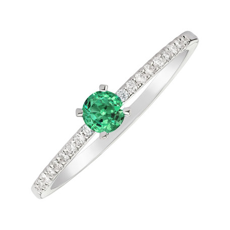 Diamond ring with Emerald Gem Simplicity