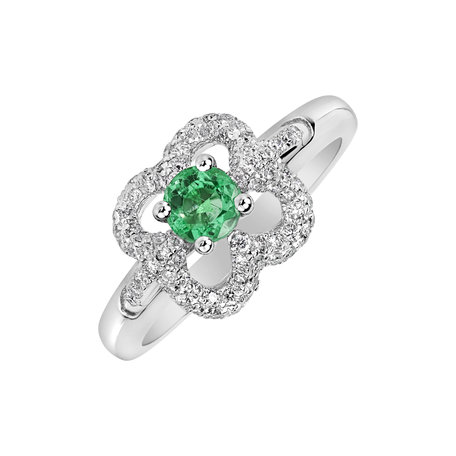 Diamond ring with Emerald Cate