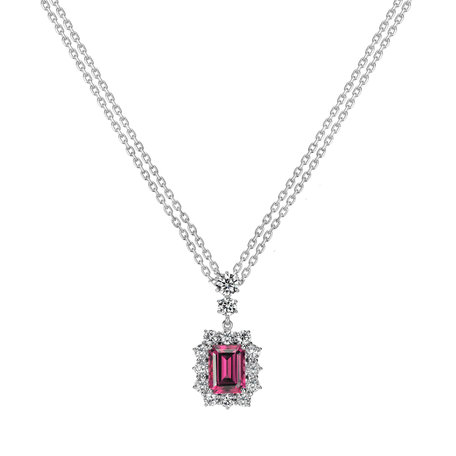 Diamond necklace with Rhodolite Rosemary