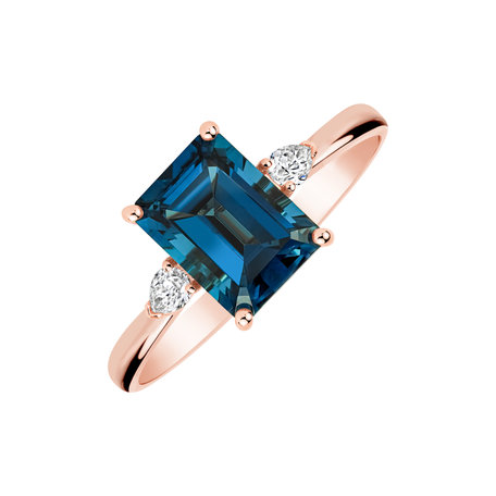 Diamond ring with Topaz Navy Cordelia