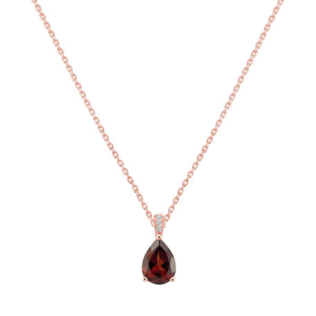 Diamonds necklace with Garnet Tearfall