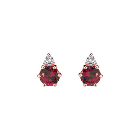 Diamond earrings with Rhodolite Lux