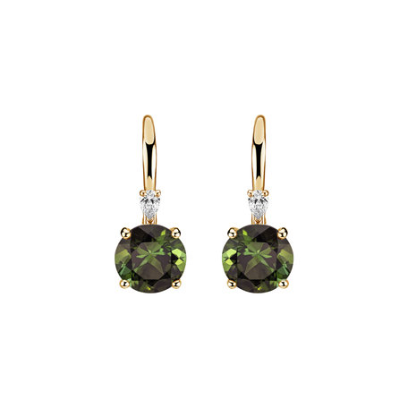 Diamond earrings with Tourmaline Noctir