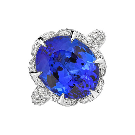 Diamond ring with Tanzanite Midnight Wave