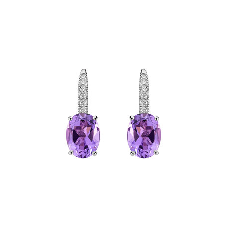 Diamond earrings with Amethyst Niké Elegance