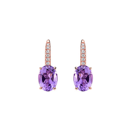 Diamond earrings with Amethyst Niké Elegance