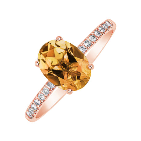 Diamond ring with Citrine Touch of Spark