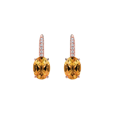 Diamond earrings with Citrine Niké Elegance