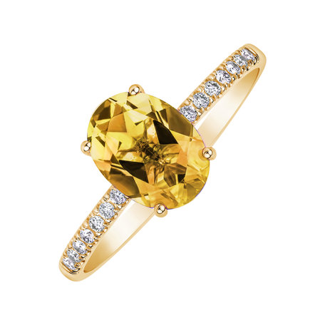 Diamond ring with Cittrine Touch of Spark