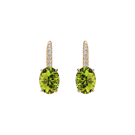 Diamond earrings with Peridot Niké Elegance