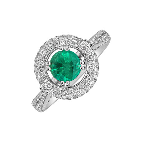 Diamond ring with Emerald Ilaria