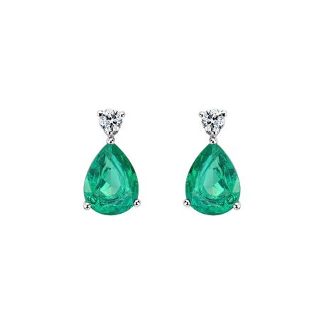 Diamond earrings with Emerald Galatea