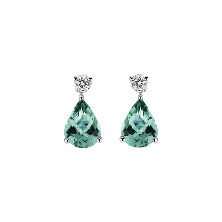 Diamond earrings with Tourmaline Galatea