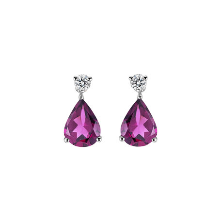 Diamond earrings with Rhodolite Galatea