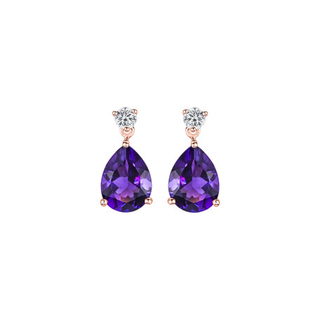 Diamond earrings with Amethyst Galatea