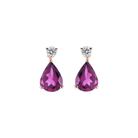 Diamond earrings with Rhodolite Galatea