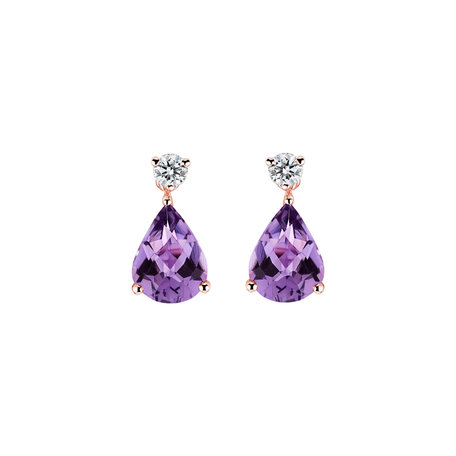 Diamond earrings with Amethyst Ismene