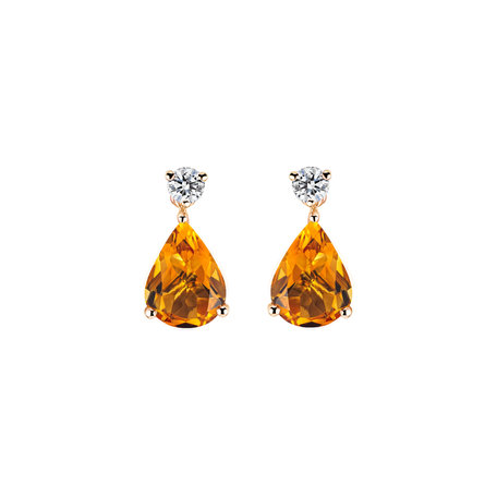 Diamond earrings with Citrine Ismene