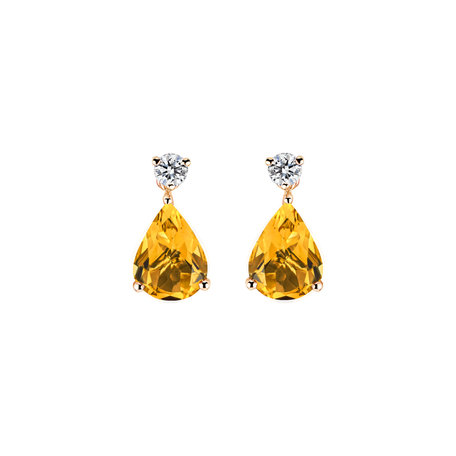 Diamond earrings with Citrine Ismene