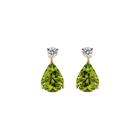 Diamond earrings with Peridot Ismene