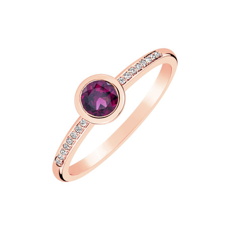 Diamond ring with Rhodolite Regal Elegance