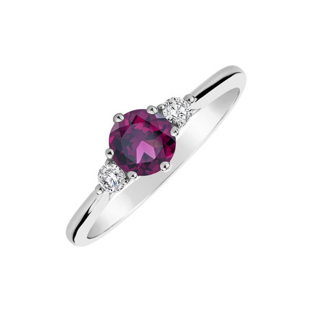 Diamond ring with Rhodolite Midnight Serenity