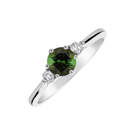 Diamond ring with Tourmaline Midnight Serenity