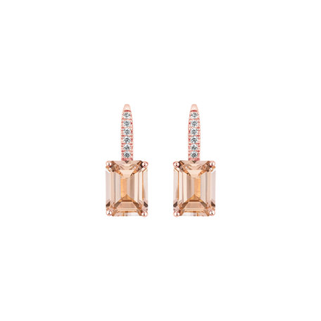 Diamond earrings with Morganite Carlotta