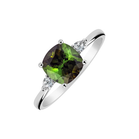 Diamond ring with Tourmaline Marigold