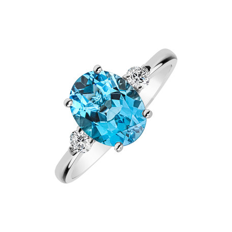 Diamond ring with Topaz Aqua Storm