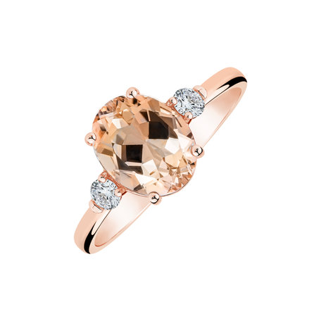 Diamond ring with Morganite Clementine Haze