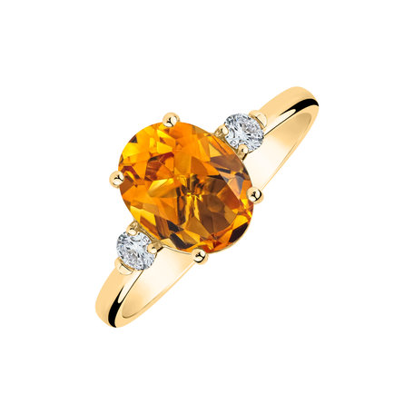 Diamond ring with Citrine Sunset Blaze