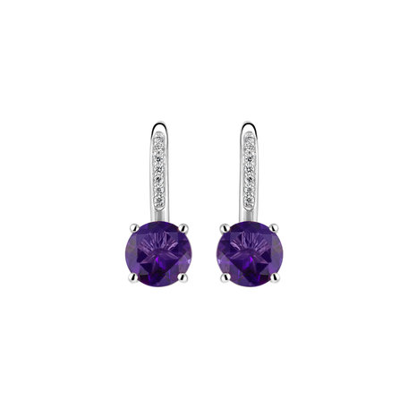 Diamond earrings with Amethyst Carlo