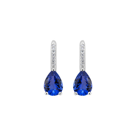 Diamond earrings with Tanzanite Tearfall