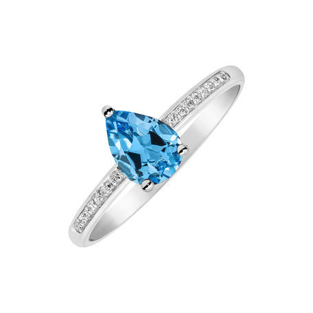 Diamond ring with Topaz Tearfall