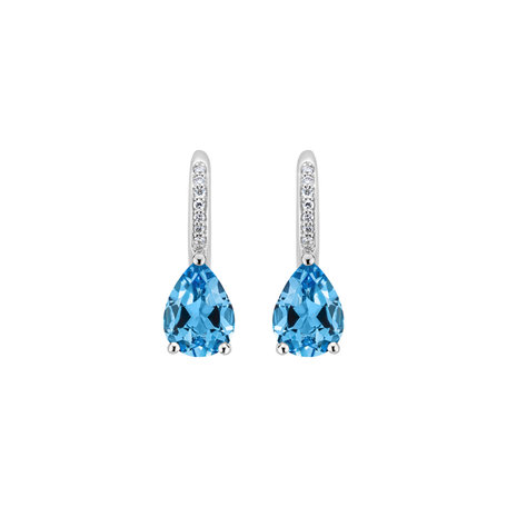 Diamond earrings with Topaz Tearfall