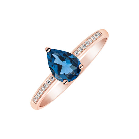 Diamond ring with Topaz Tearfall