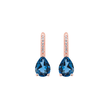 Diamond earrings with Topaz Tearfall